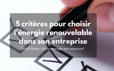 5 critères pour choisir l’énergie renouvelable pour son entreprise