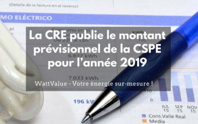 La CRE publie le montant prévisionnel de la CSPE pour l’année 2019