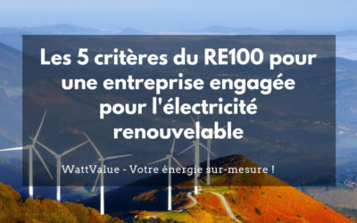 LES 5 CRITÈRES DU RE100 POUR UNE ENTREPRISE ENGAGÉE POUR L’ÉLECTRICITÉ RENOUVELABLE